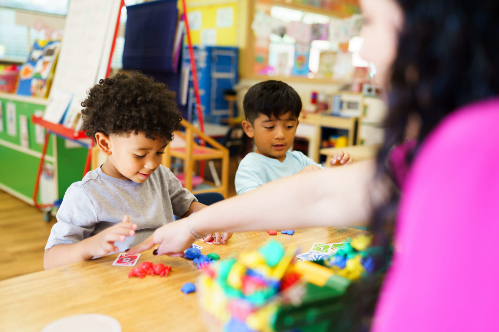 Children engaged in playful learning activities