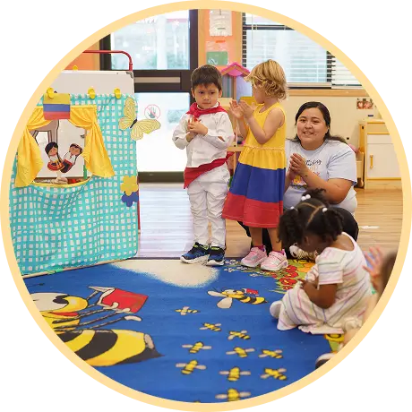 Children participating in a lively classroom activity.